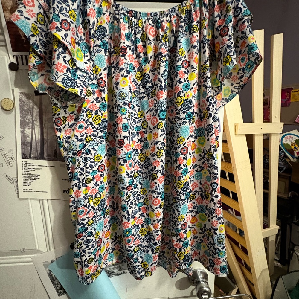 Terra & Sky Multicolor Floral Off-Shoulder Tunic - Picture 4 of 4